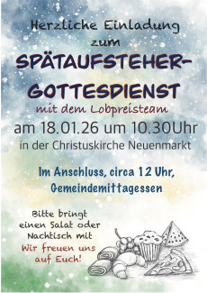 Plakat Spätaufsteher-Gottesdienst